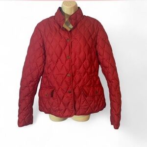 Eddie Bauer Red Quilted Puffer coat Packable goose down 550 fill large tall